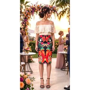 Ted Baker London Womens Black Tropical Toucan Bird Pencil Skirt US 10 Ted 4